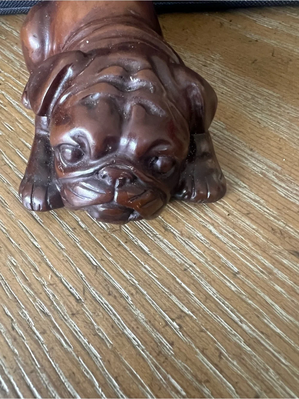 Brown Decorative wood look resin Bulldog Puppy Figurine - Dog Collectible